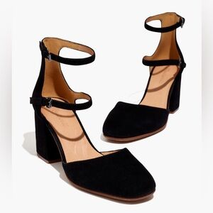 Madewell Annalise Ankle Strap in Black Suede Size 7